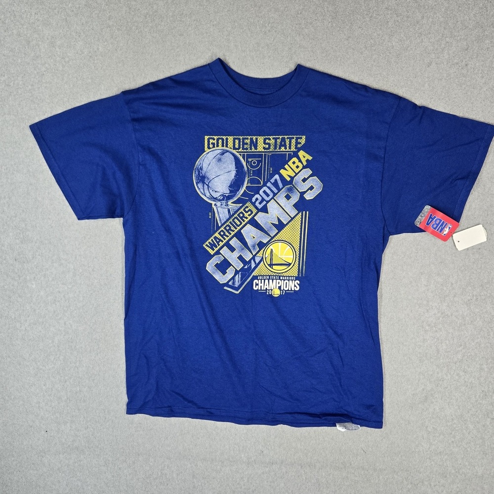 Golden State Warriors Men Shirt XL Blue 2017 NBA Champs Graphic Tee Pullover NWT
